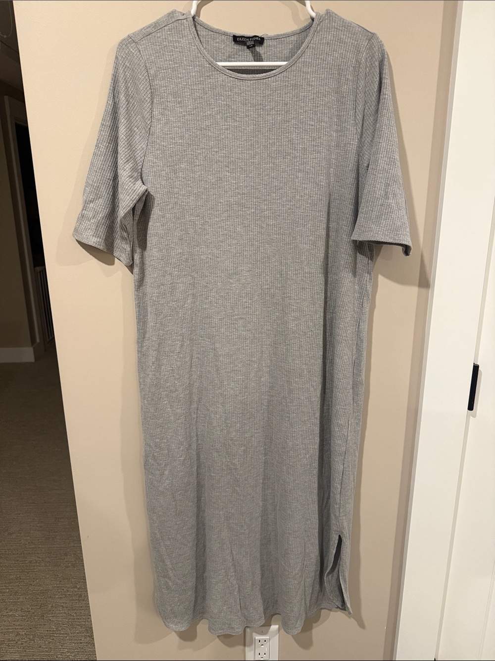 Eileen Fisher Women Grey Tshirt dress ribbed